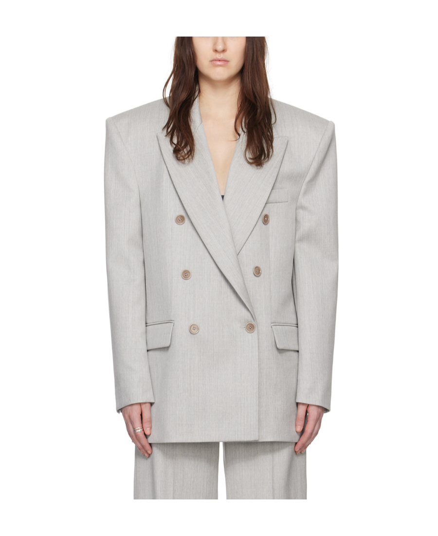 Magda Butrym Double-breasted Wool Blazer In Gray