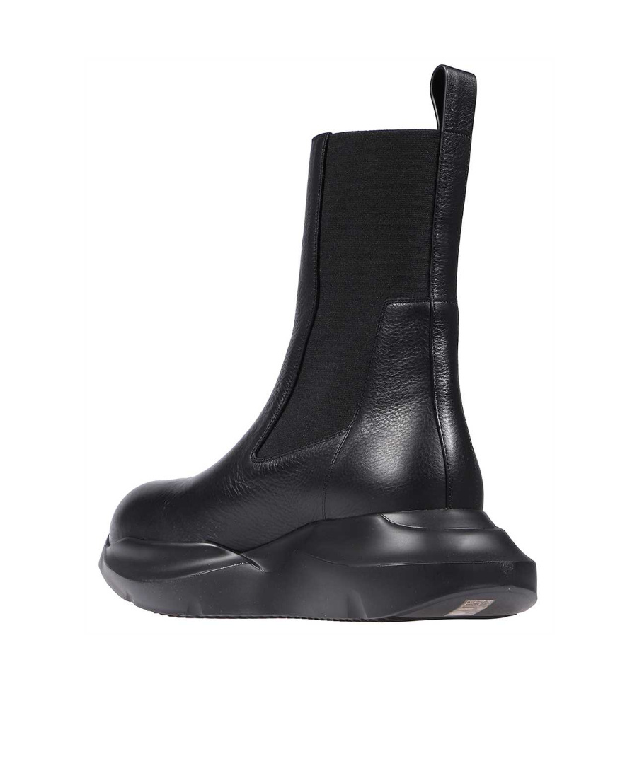 Rick Owens Logo Round Head Short Boots In Black