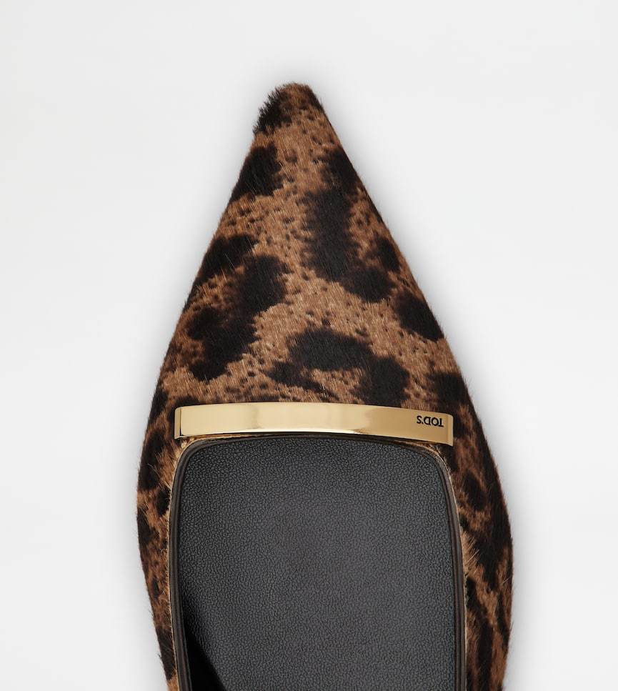 Tod's Slingback Ballerinas In Pony Effect Leather In Animal Print