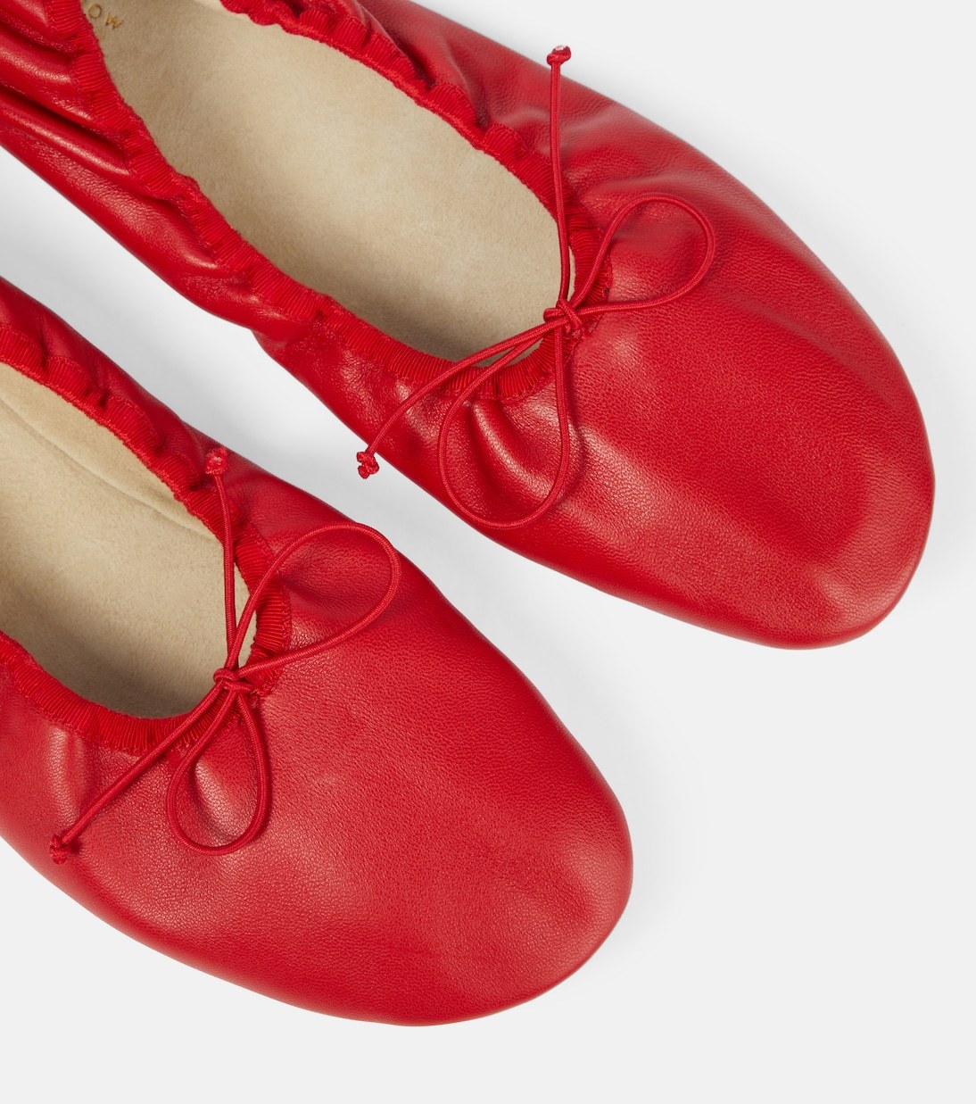 The Row Nappa Leather Round Ballet Flats In Red