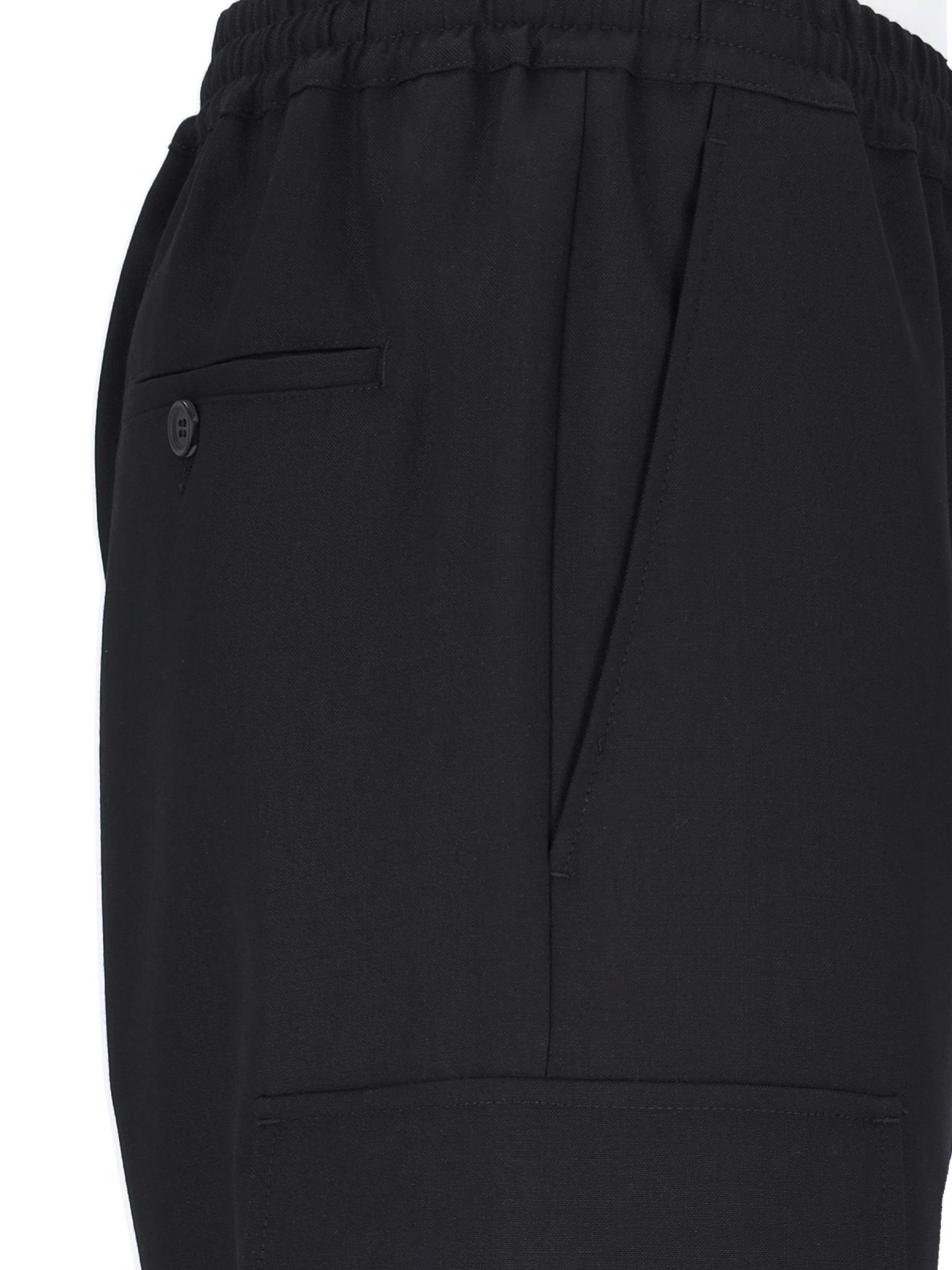 Marni Straight Trousers Elastic Waistband Side Cargo In Black