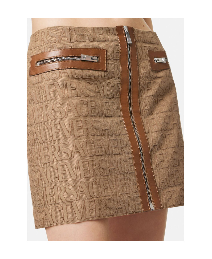 Versace Allover Miniskirt In Brown