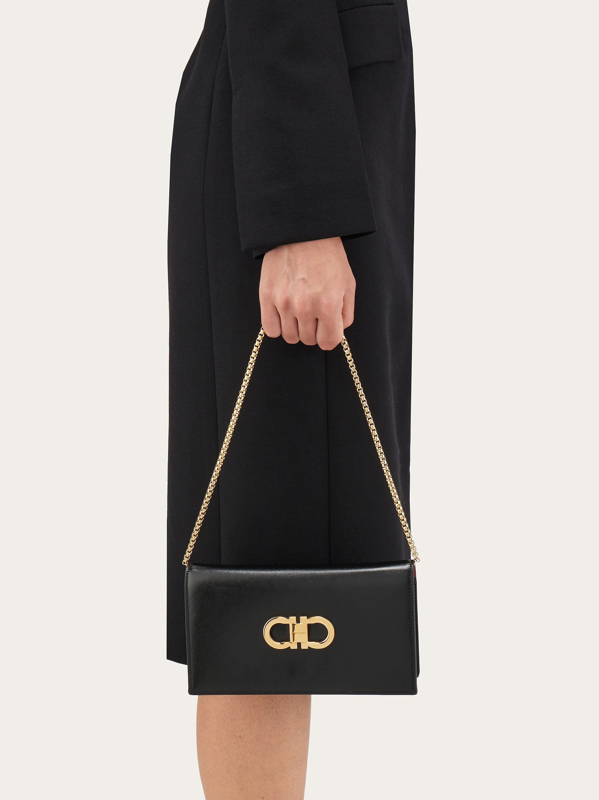 Ferragamo Women Gancini Leather Mini Bag In Black