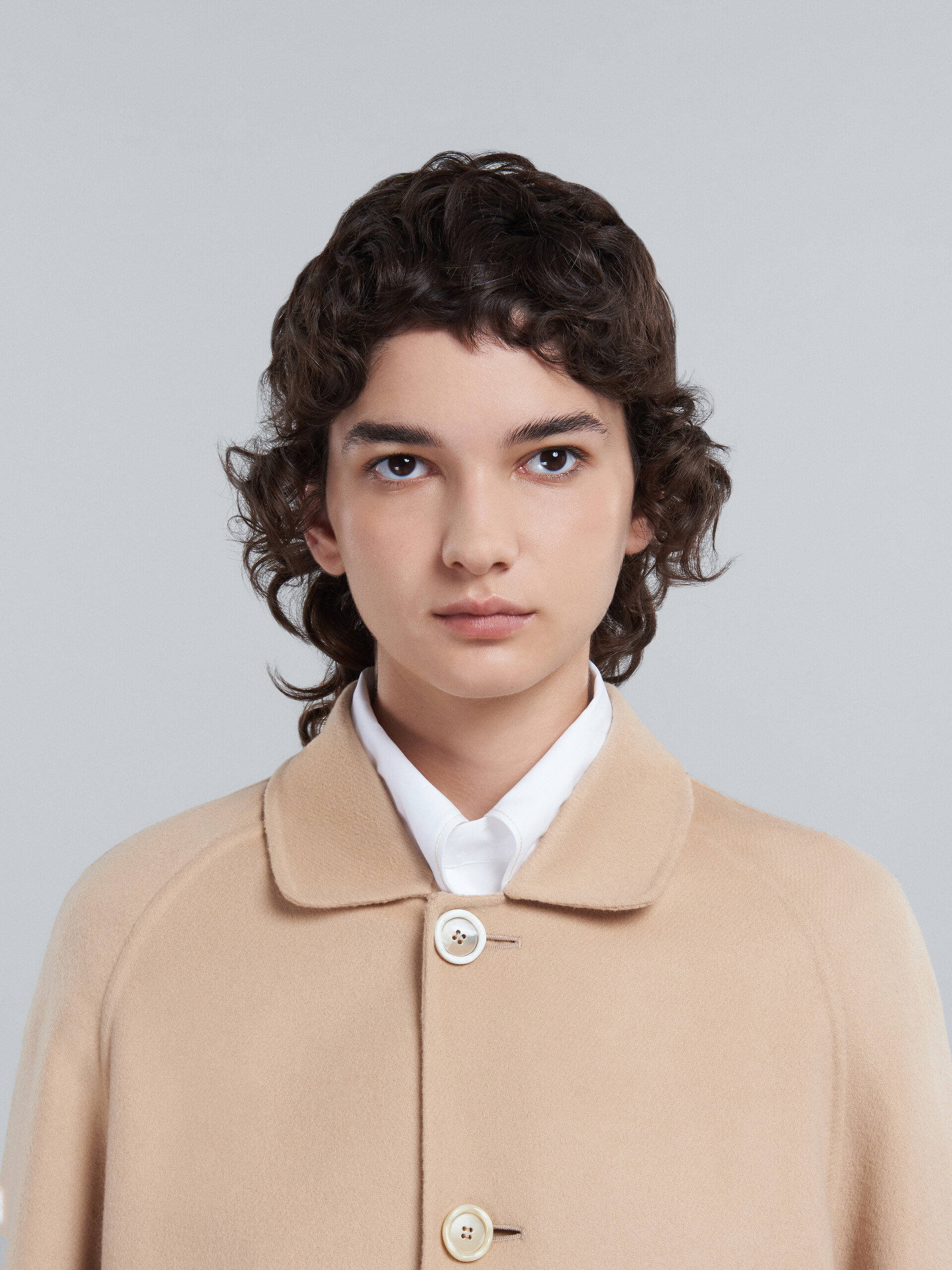 Marni Logo-patch Shirt Jacket In Nude
