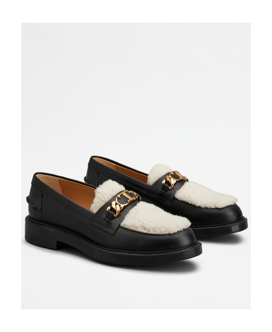 Tod's Woman Loafers Black Size 8 Leather In Multicolor