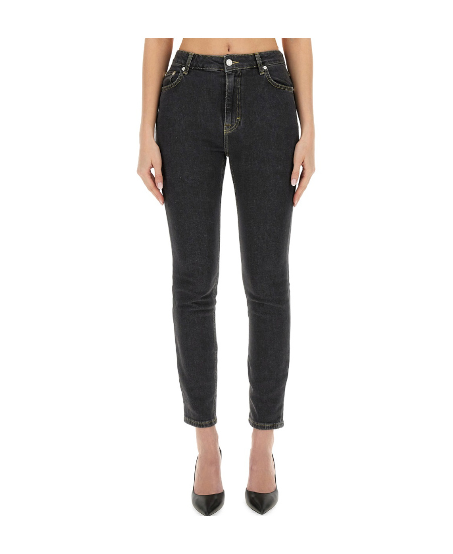 Moschino Belt Ring Denim Trousers In Green