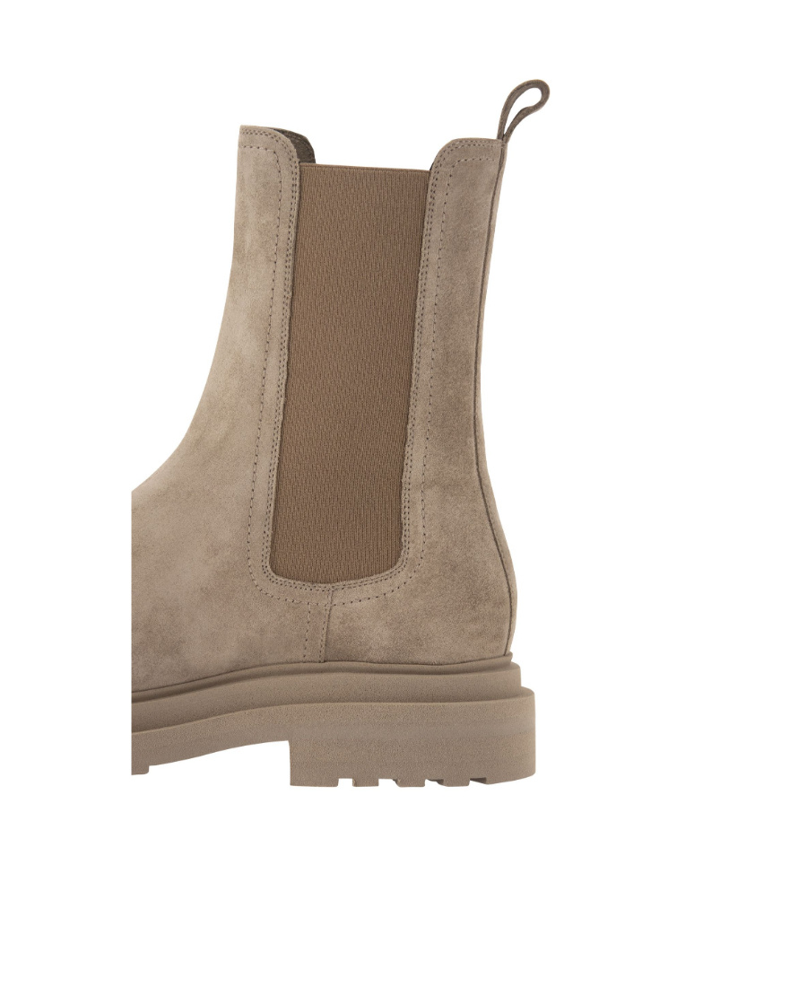 Brunello Cucinelli Elasticated-panel Ankle Boots In Brown