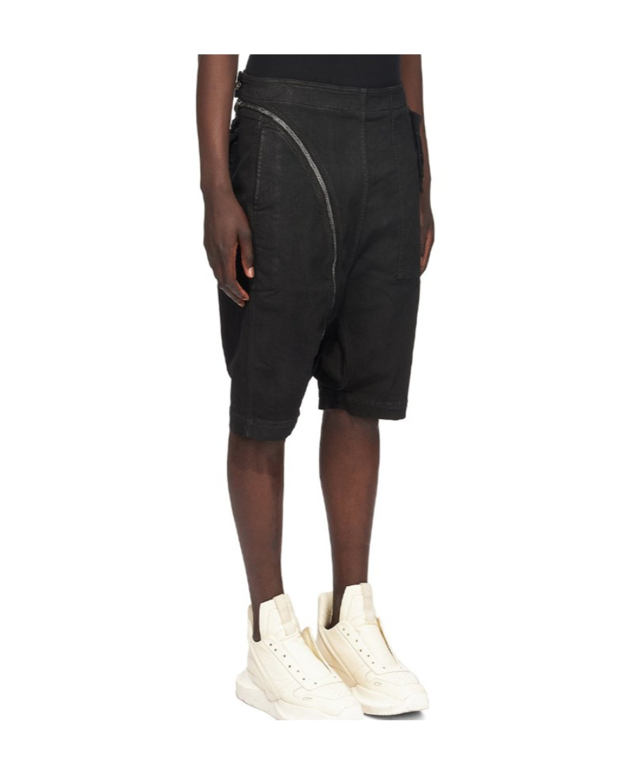 Rick Owens Drkshdw Make Old Zipper Coated Denim Shorts In Black
