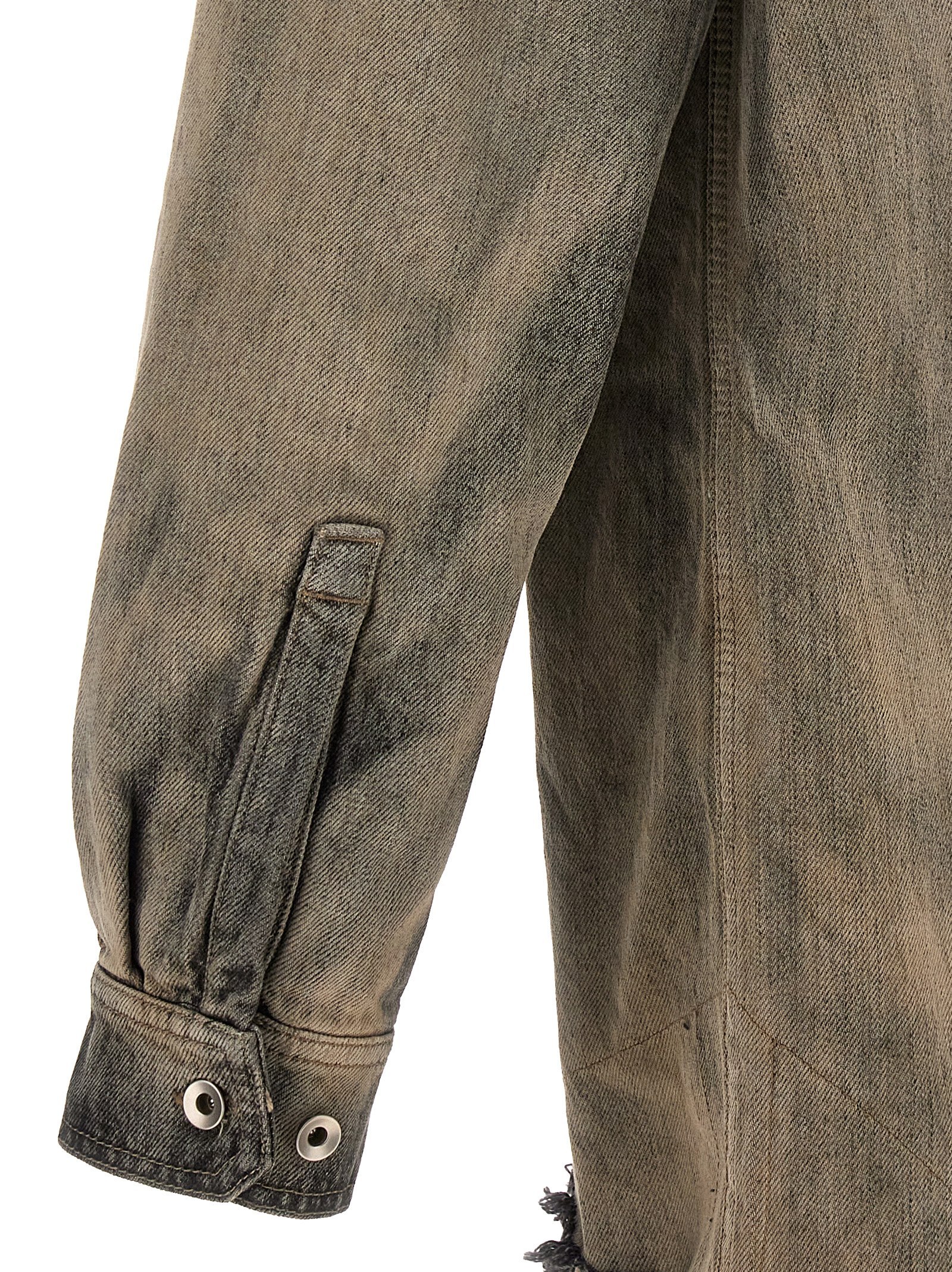 Rick Owens Drkshdw Raaw-edge Denim Overshirt In Green