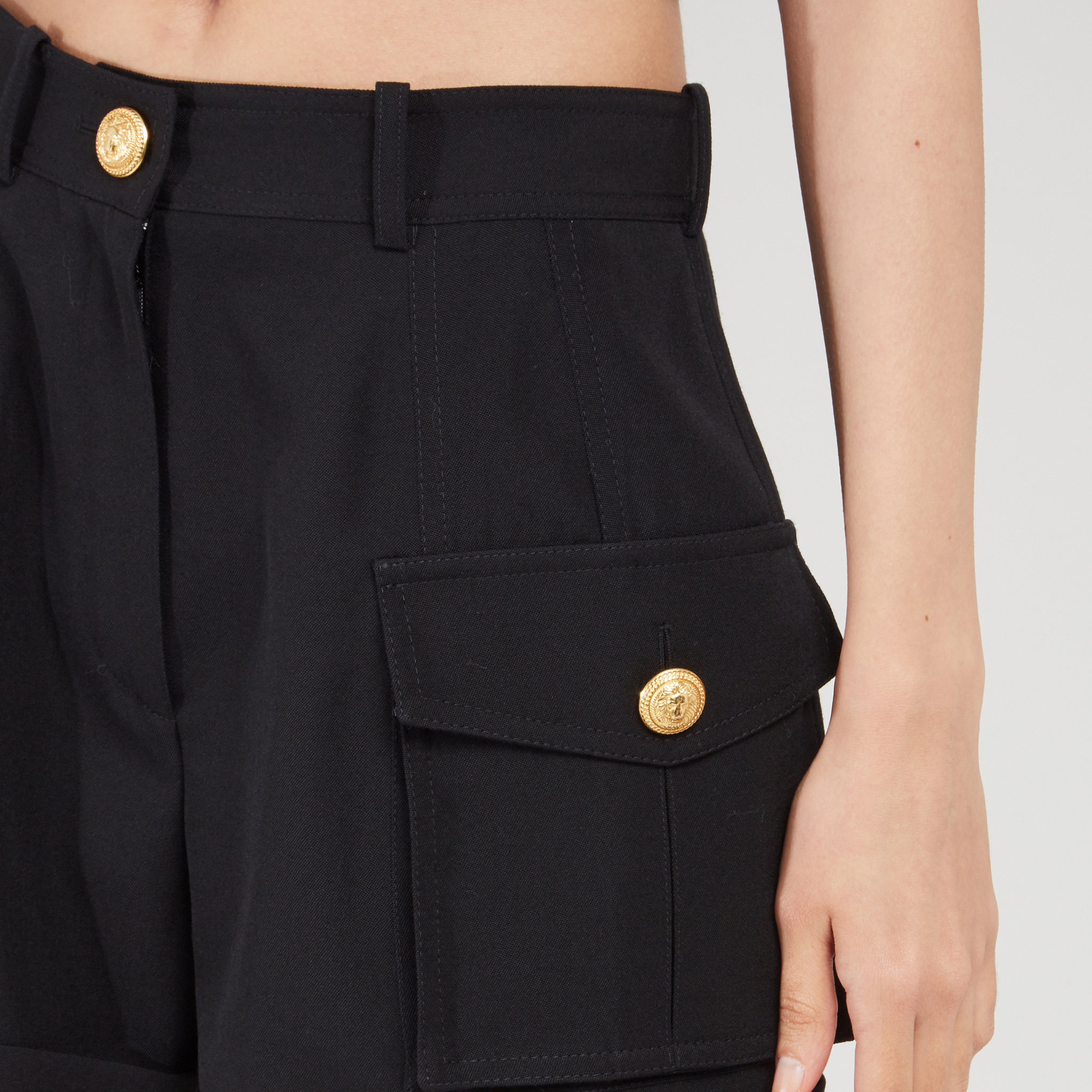 BALMAIN HIGH-WAISTED FLAP-POCKET SHORTS 