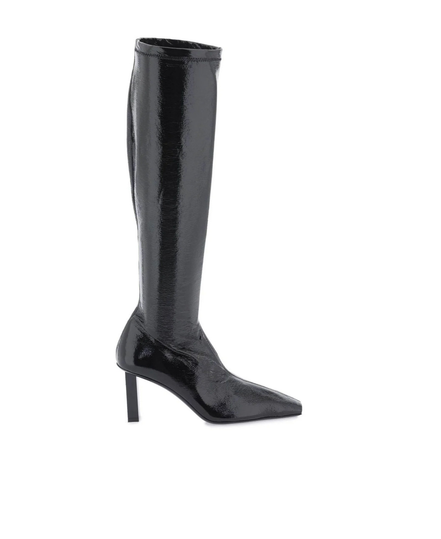 Shop Courrèges 80mm Knee-high Leather Boots In Black