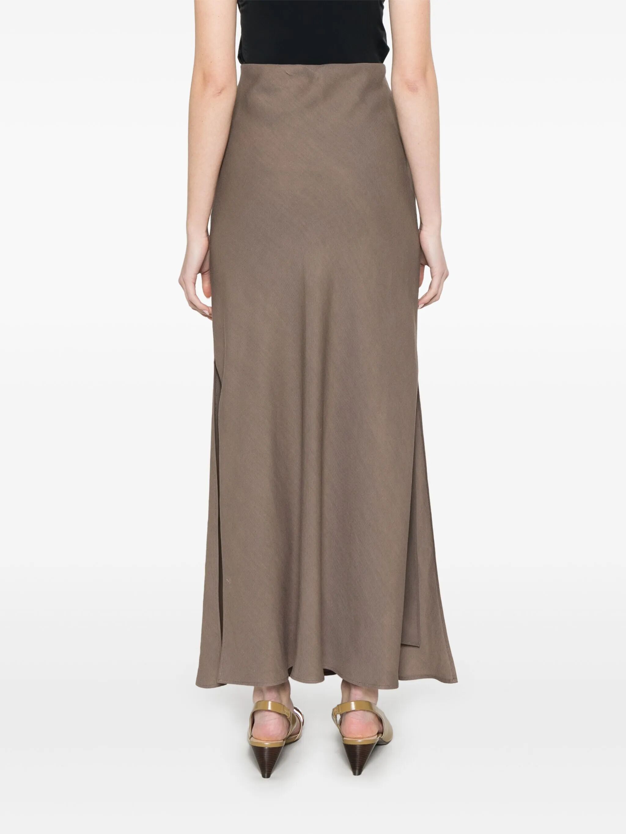 Brunello Cucinelli Side-slits Maxi Skirt In Gray