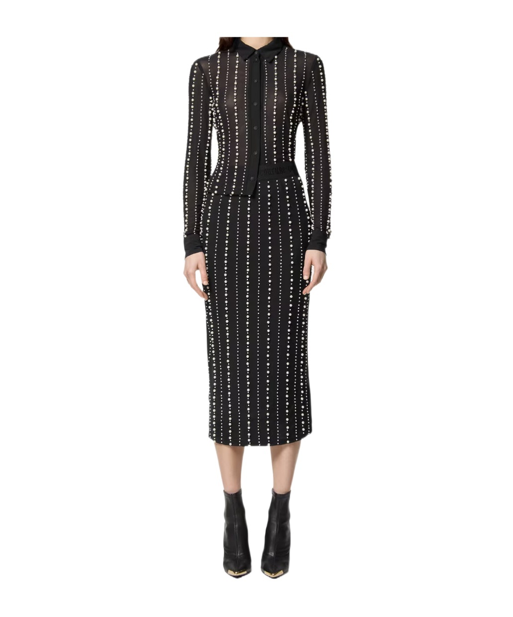 Versace Jeans Faux-pearl Shirt In Black