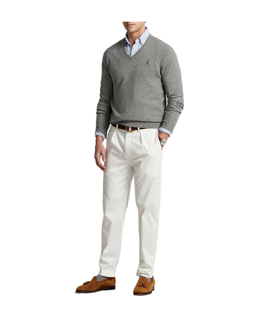 Polo Ralph Lauren Pony Embroidered Knit Jumper In Gray