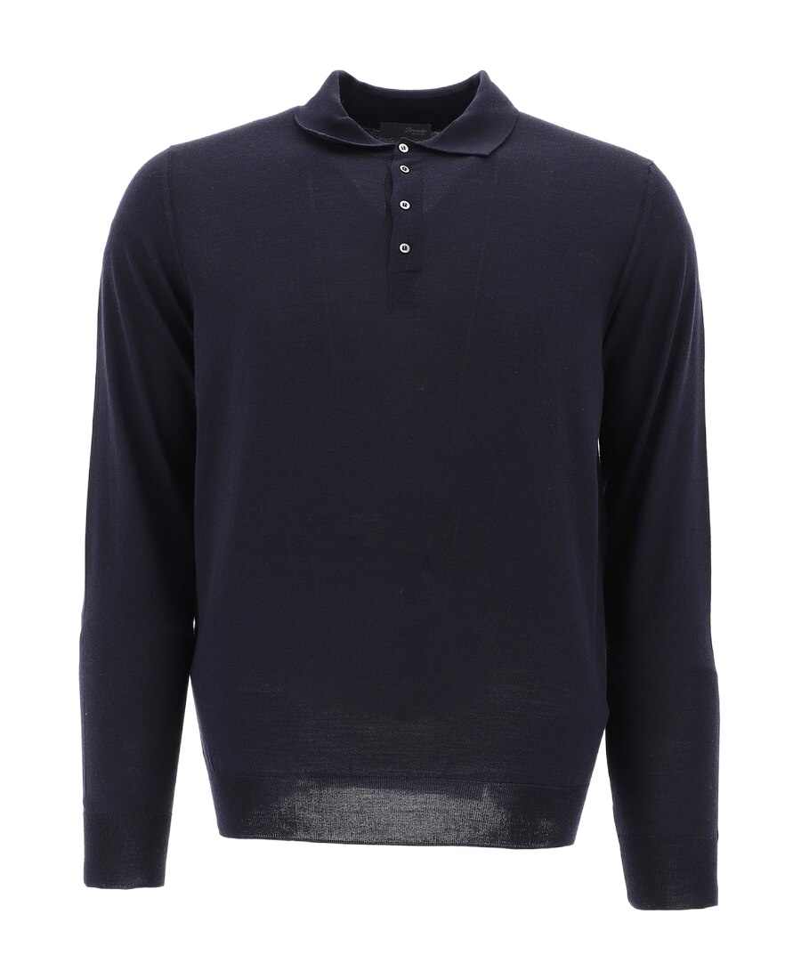 Drumohr Long Sleeve Polo Shirt In Black
