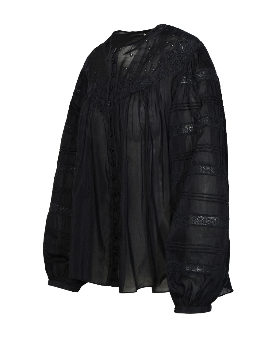 Isabel Marant Women's Cotton Blend Gregoria Blouse Top In Black