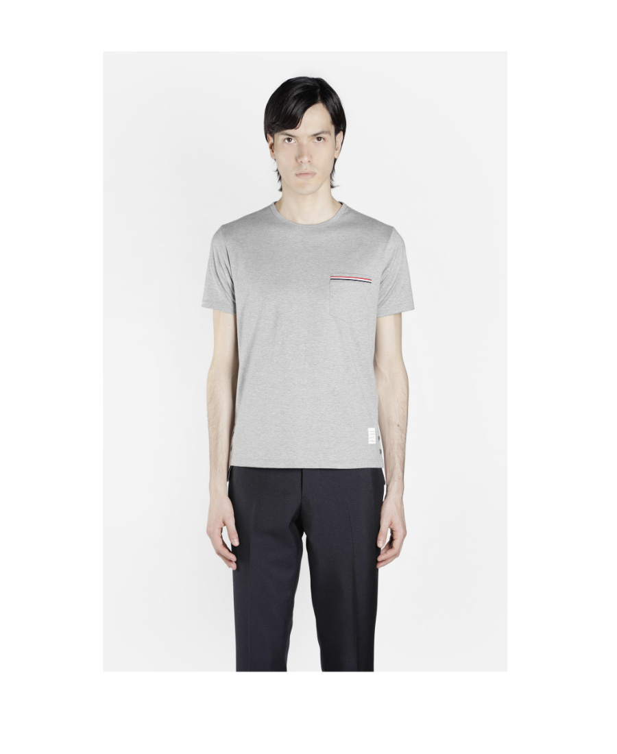 Thom Browne Gray Oversized Short Sleeve Pocket T-shirt In Gray