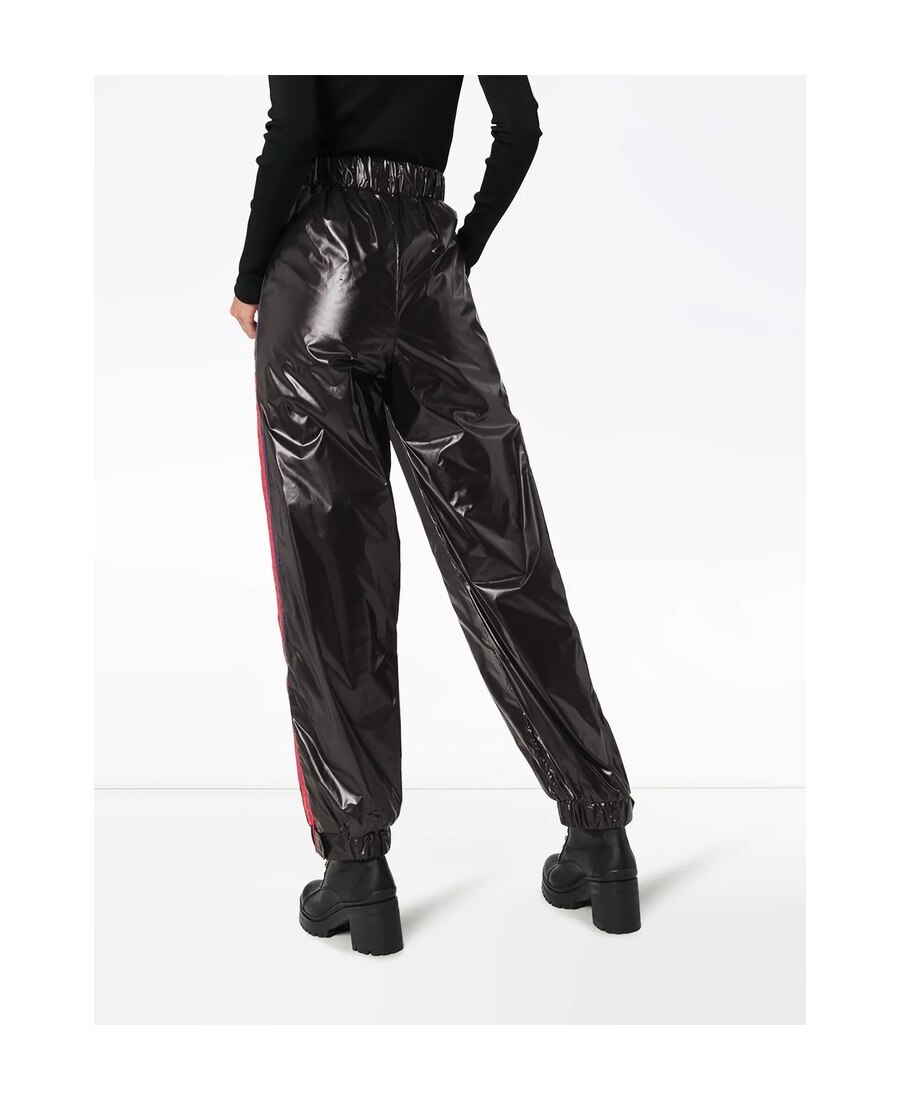 Moncler Side-stripe Nylon Trousers In Black