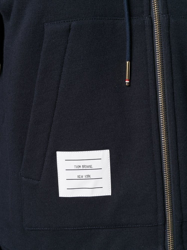 Thom Browne Center-back Stripe Zip-up Hoodie In Blue
