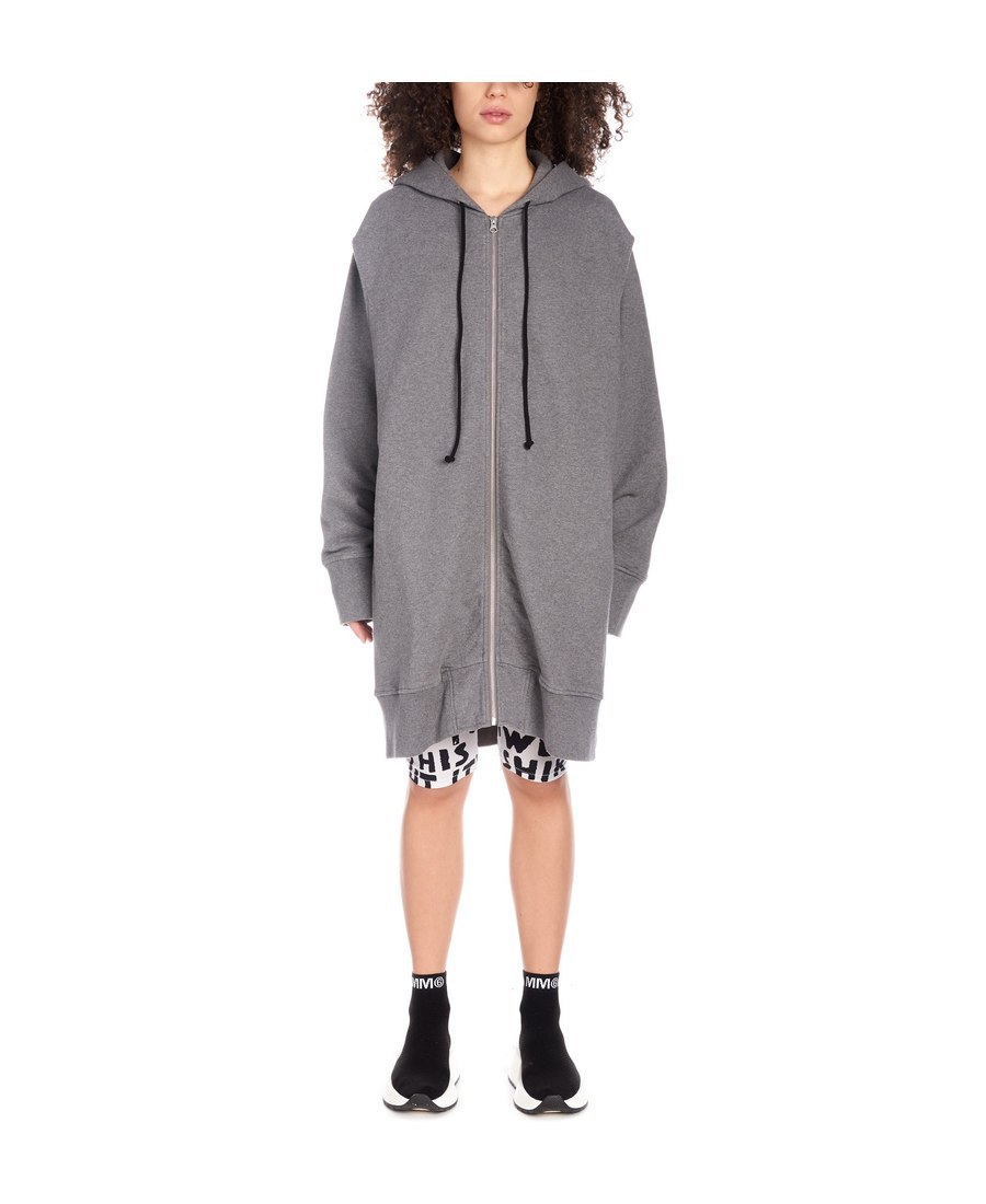 Mm6 Maison Margiela Zipper Hoodie In Gray