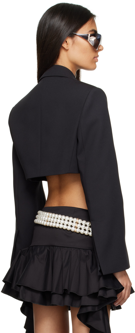 Blumarine Cropped Long-sleeve Jacket In Black