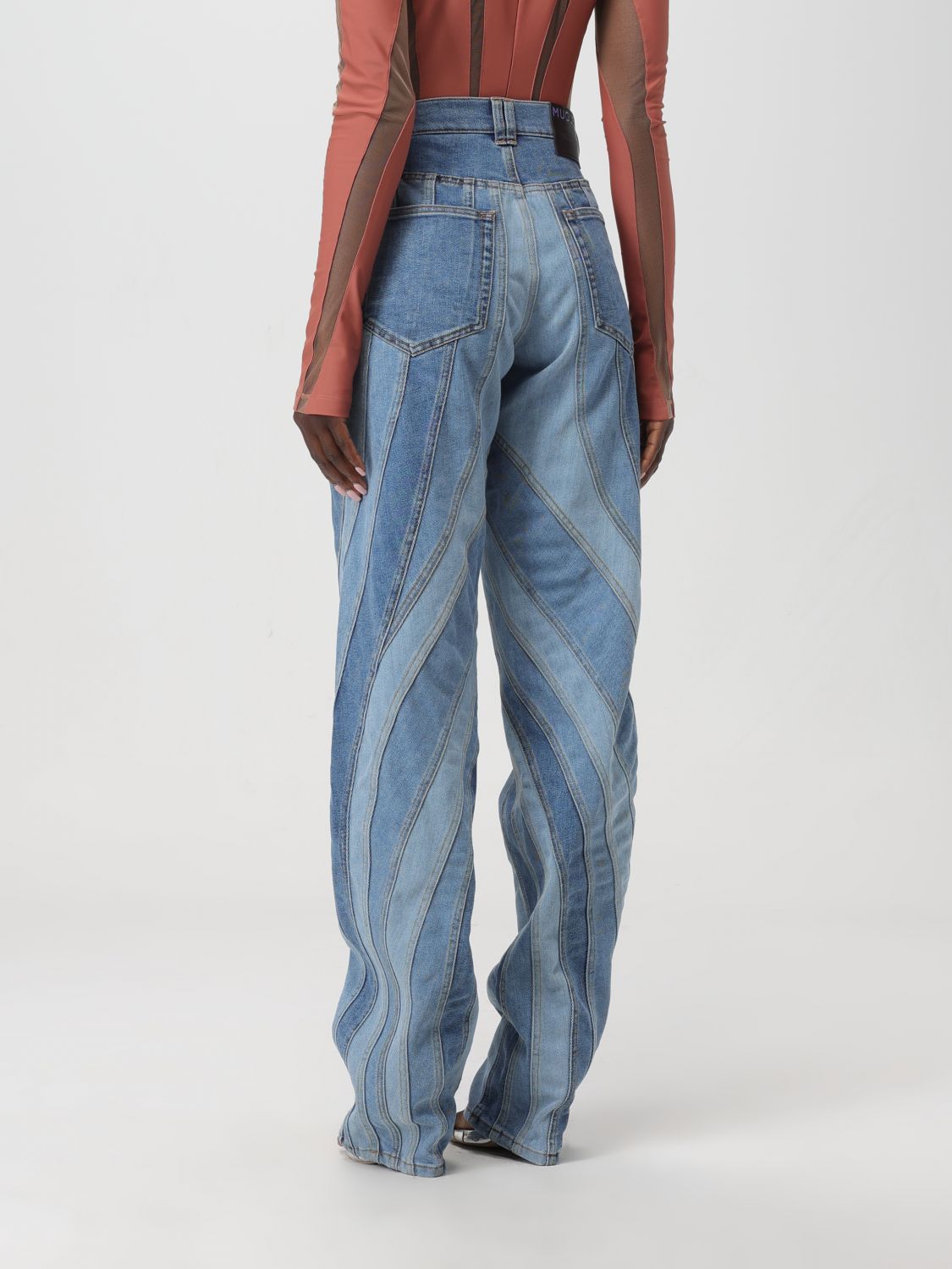 Mugler Spiral Straight-leg Jeans In Blue
