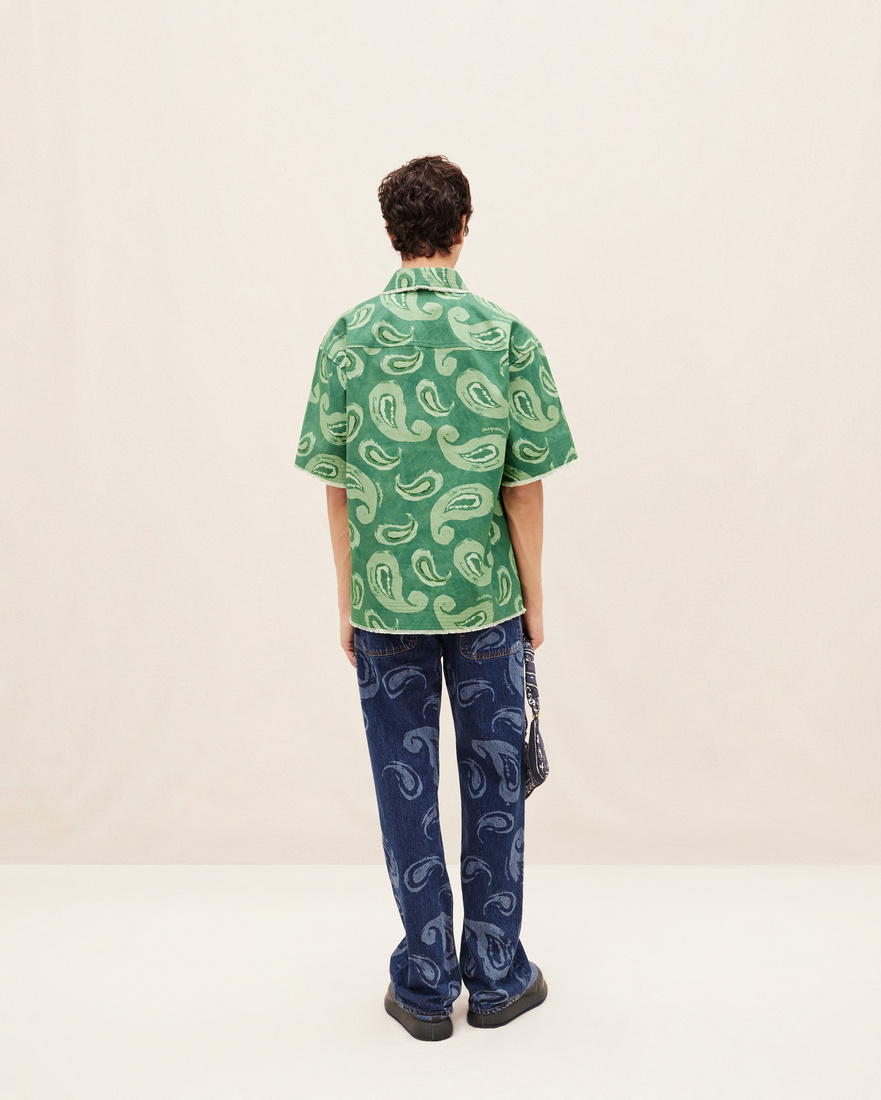 Jacquemus Artichaut Paisley-print Frayed-edge Shirt In Green