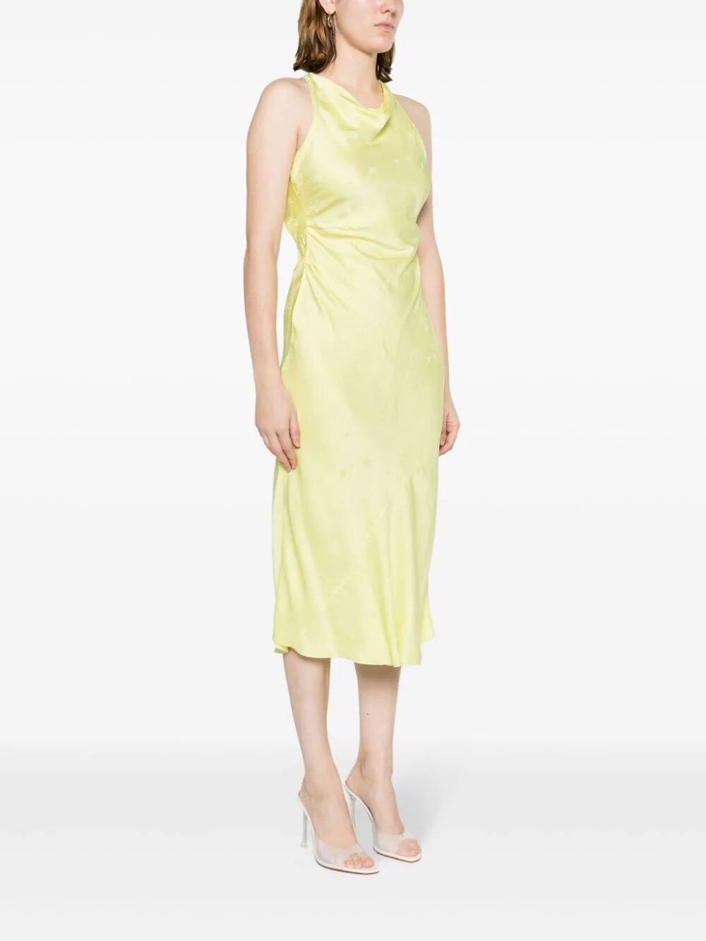 Forte Forte Star-jacquard Satin Midi Dress In Yellow