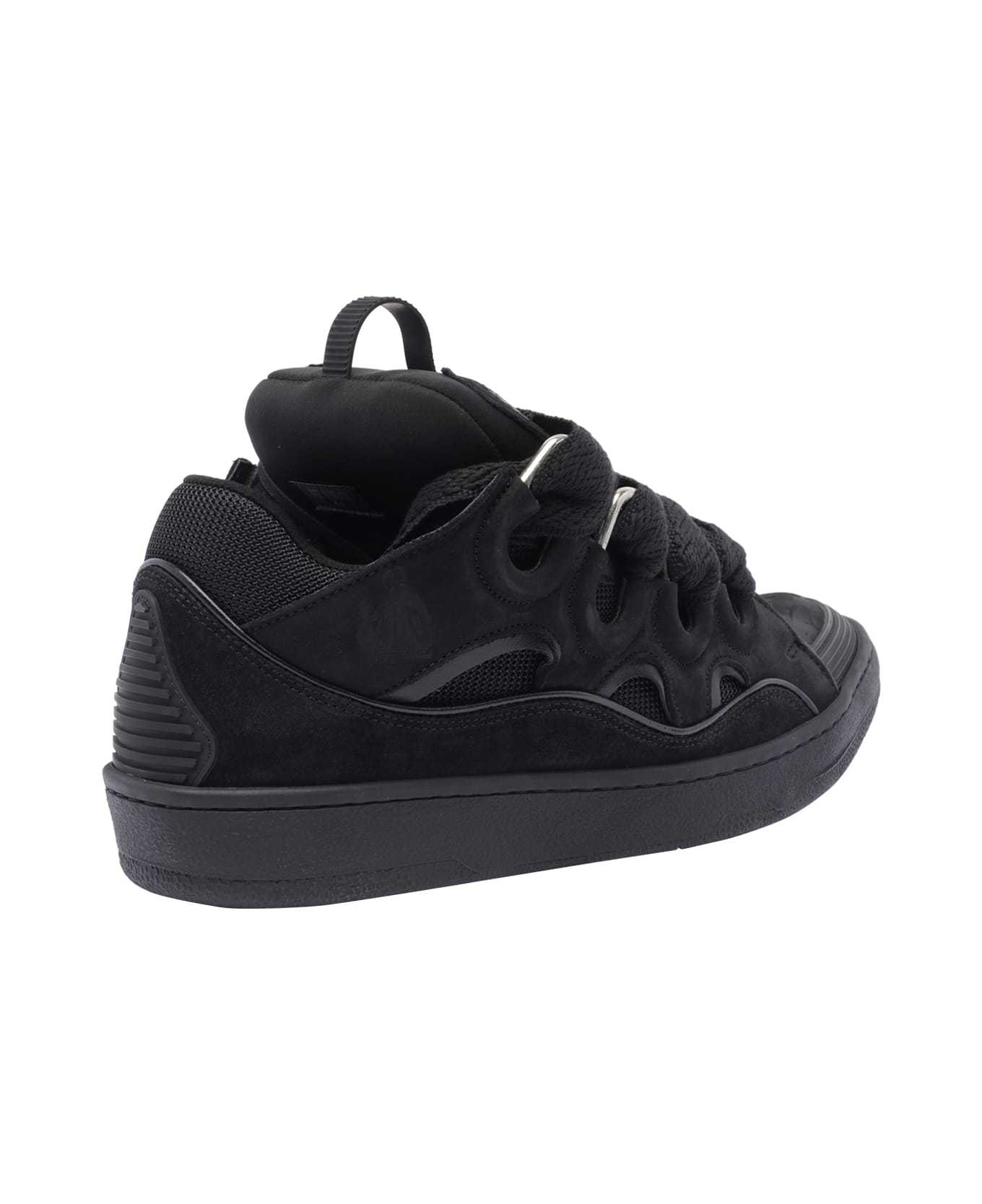 Lanvin Dark Blue Curb Sneakers In Black