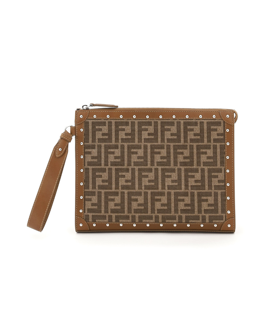 Fendi Ff Motif Pouch In Brown