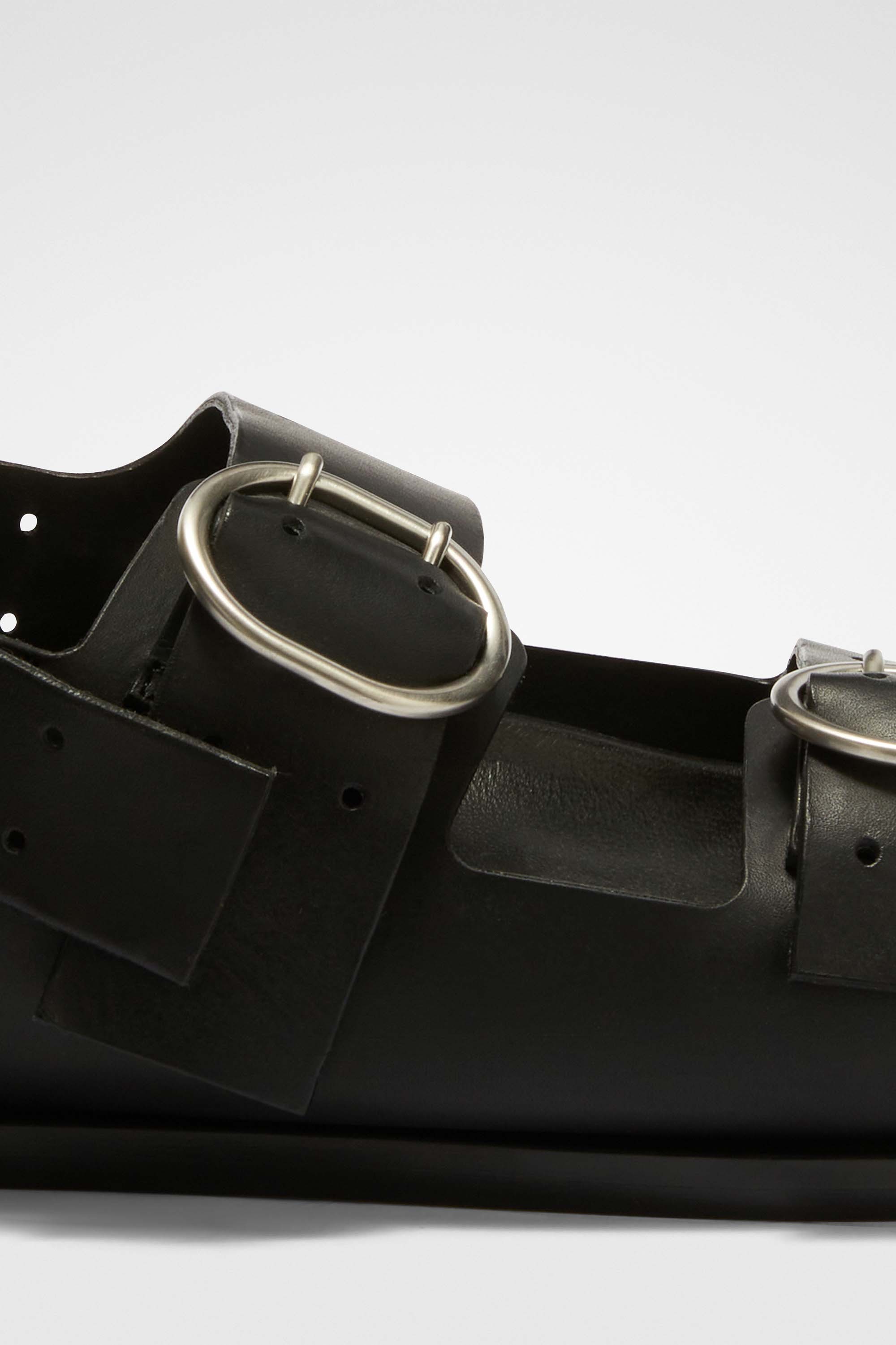 Jil Sander Leather Slingback Sandals With Double Buckle In Black