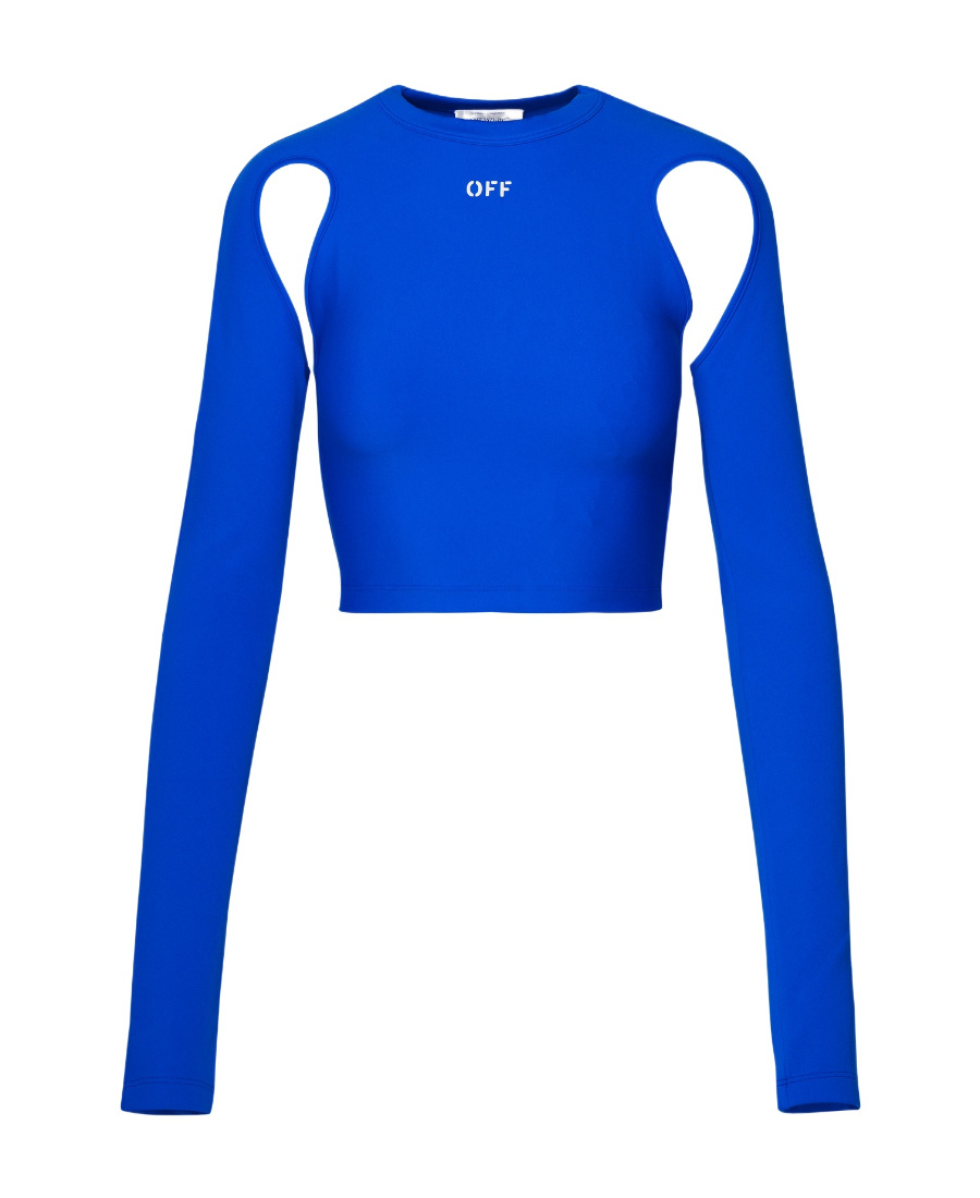 Off-white Logo-stamp Cut-out Blouse In Blue