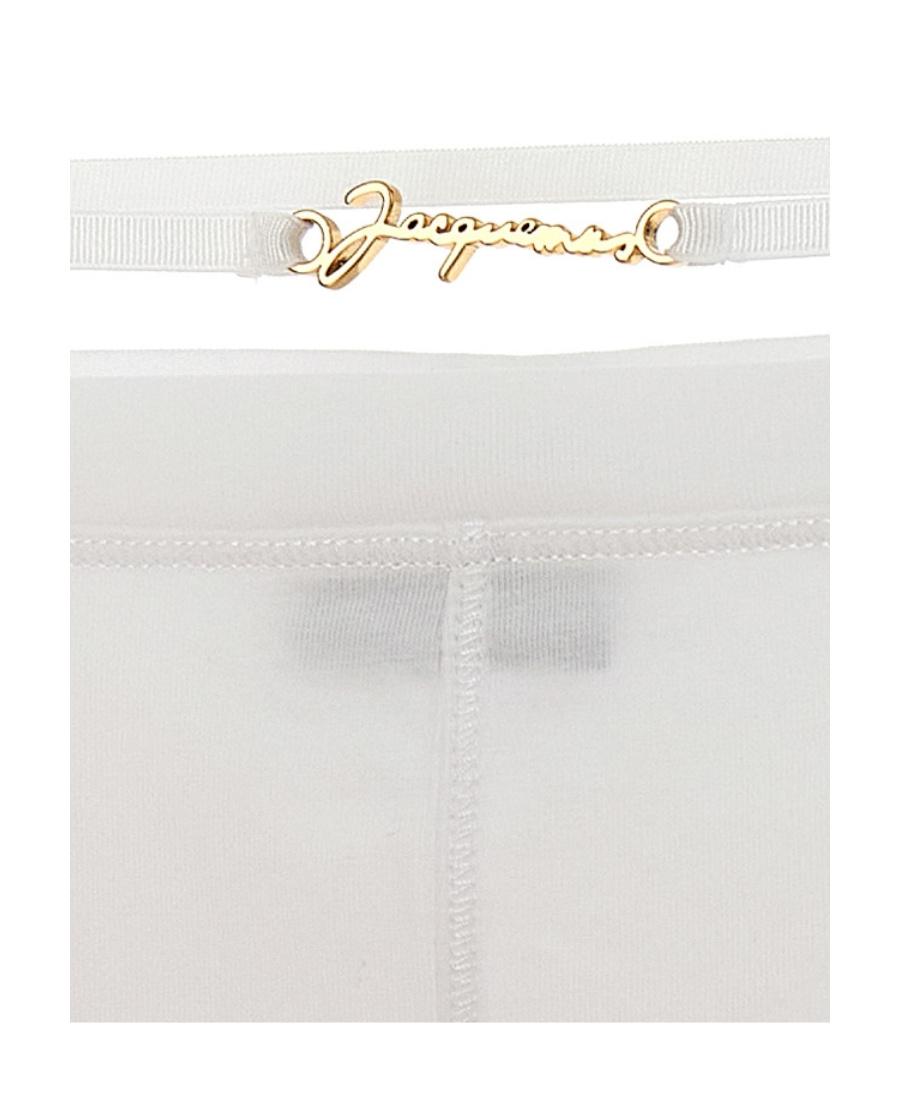 Jacquemus Long-sleeved T-shirt With Shoulder Straps In White