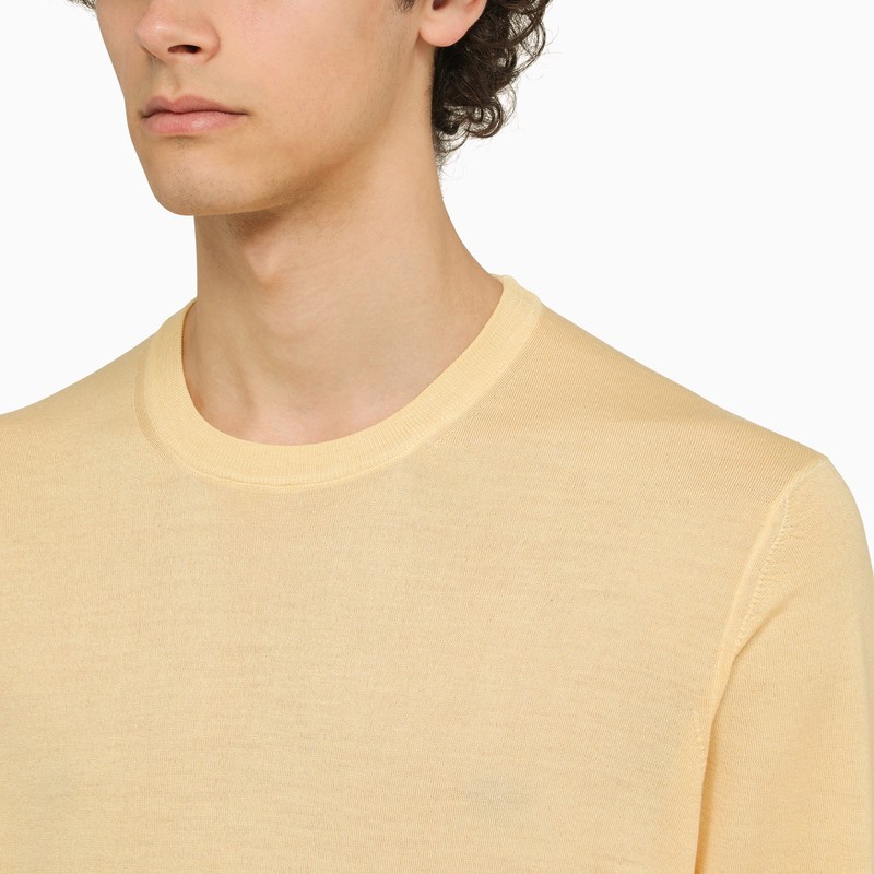 Drumohr Long-sleeved Round Neck Sweater In Yellow