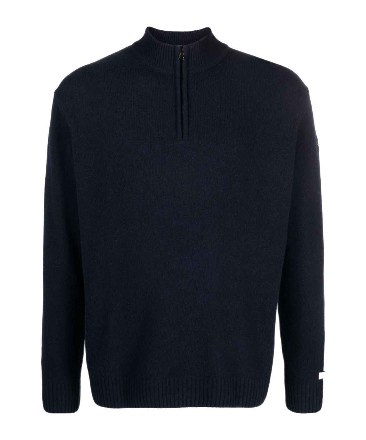 Paul & Shark Summer Wool Half-zip Sweater With Alcantara® Details In Blue
