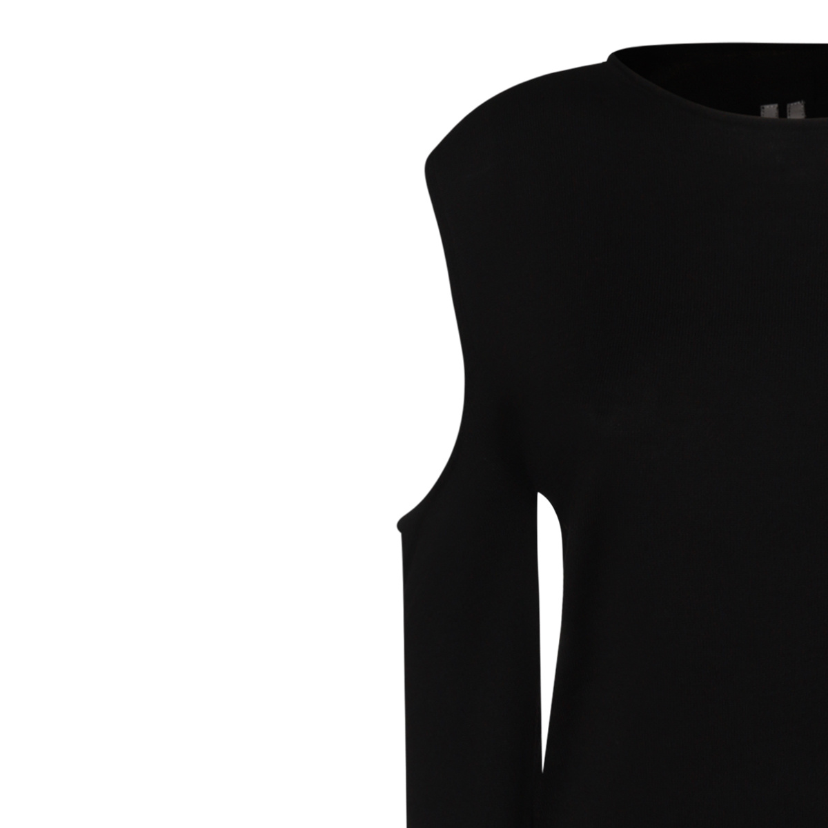 Rick Owens Long Sleeve Wool Knit Top W/cutouts In Black