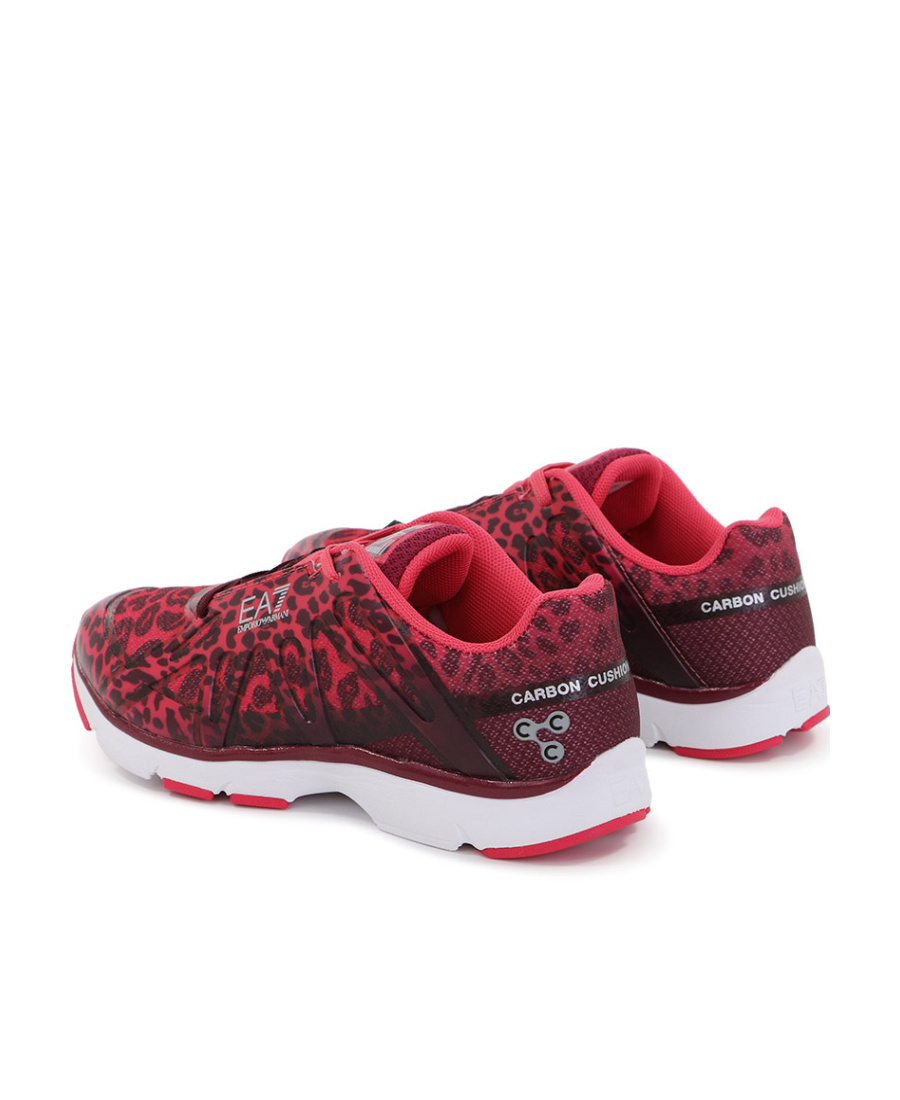 Ea7 Logo Leopard Print Casual Sports Shoes In Red