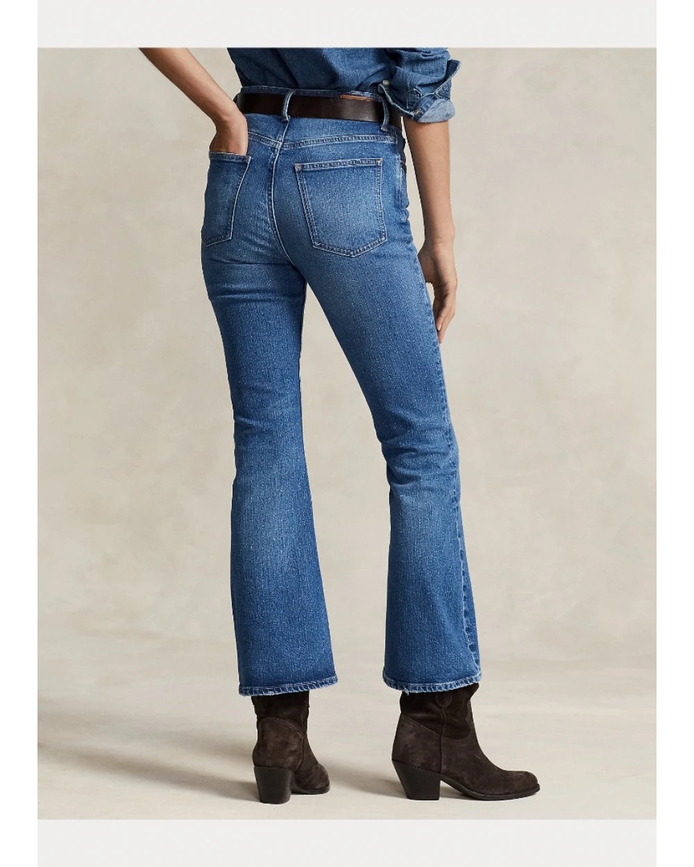 Polo Ralph Lauren High-waisted Flared Jeans With Cropped Leg And Vintage Wash In Blue