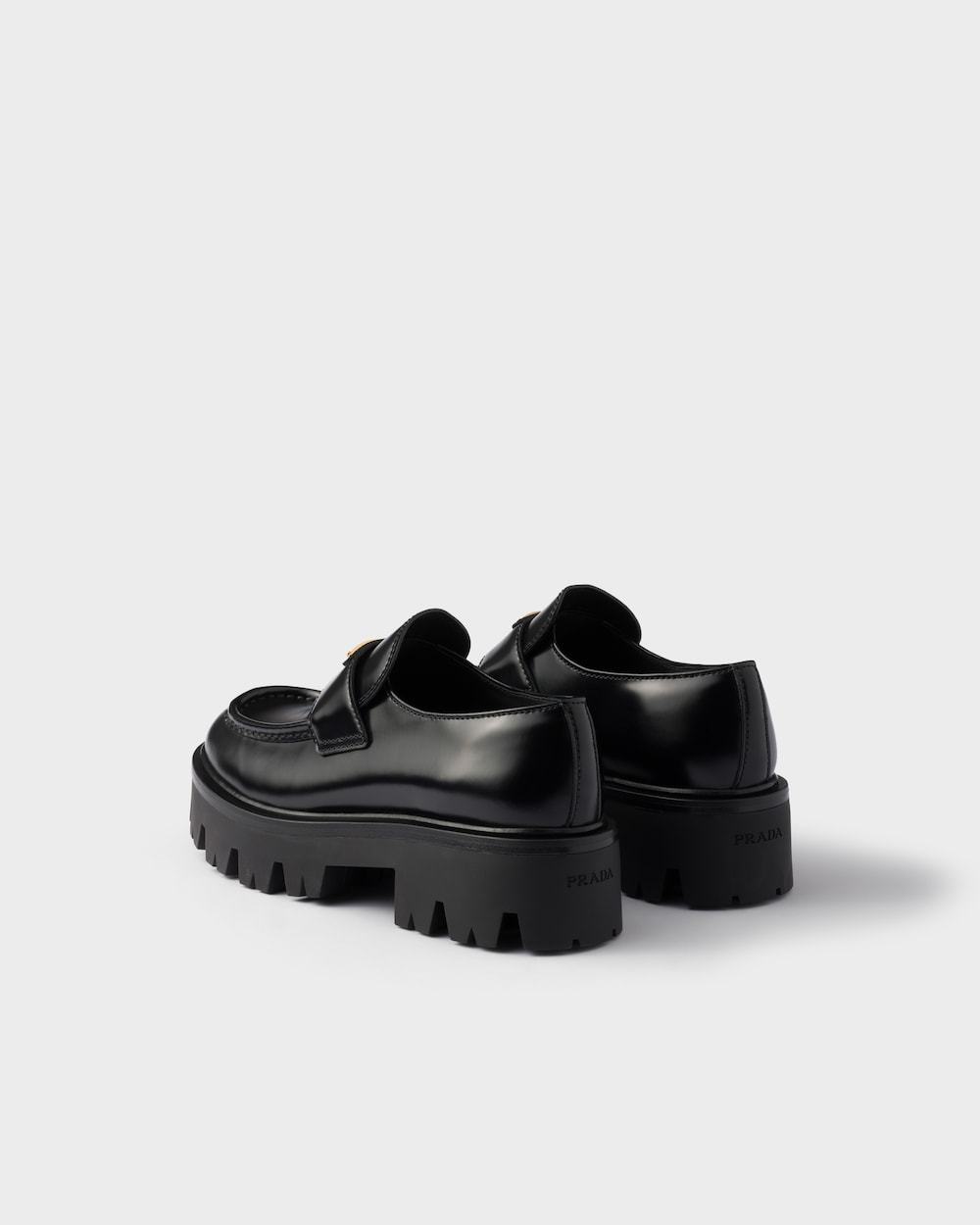 Prada Modern Loafers With Chunky Sole Design In Black