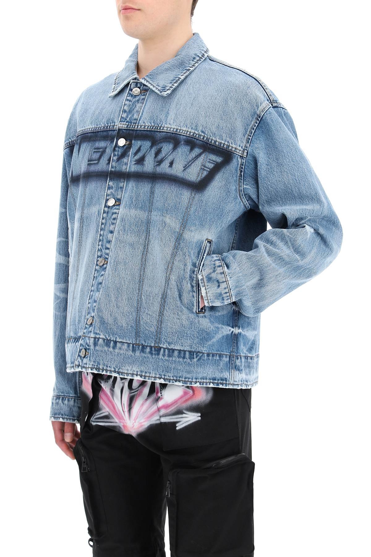 We11 Done Logo Denim Jacket In Blue