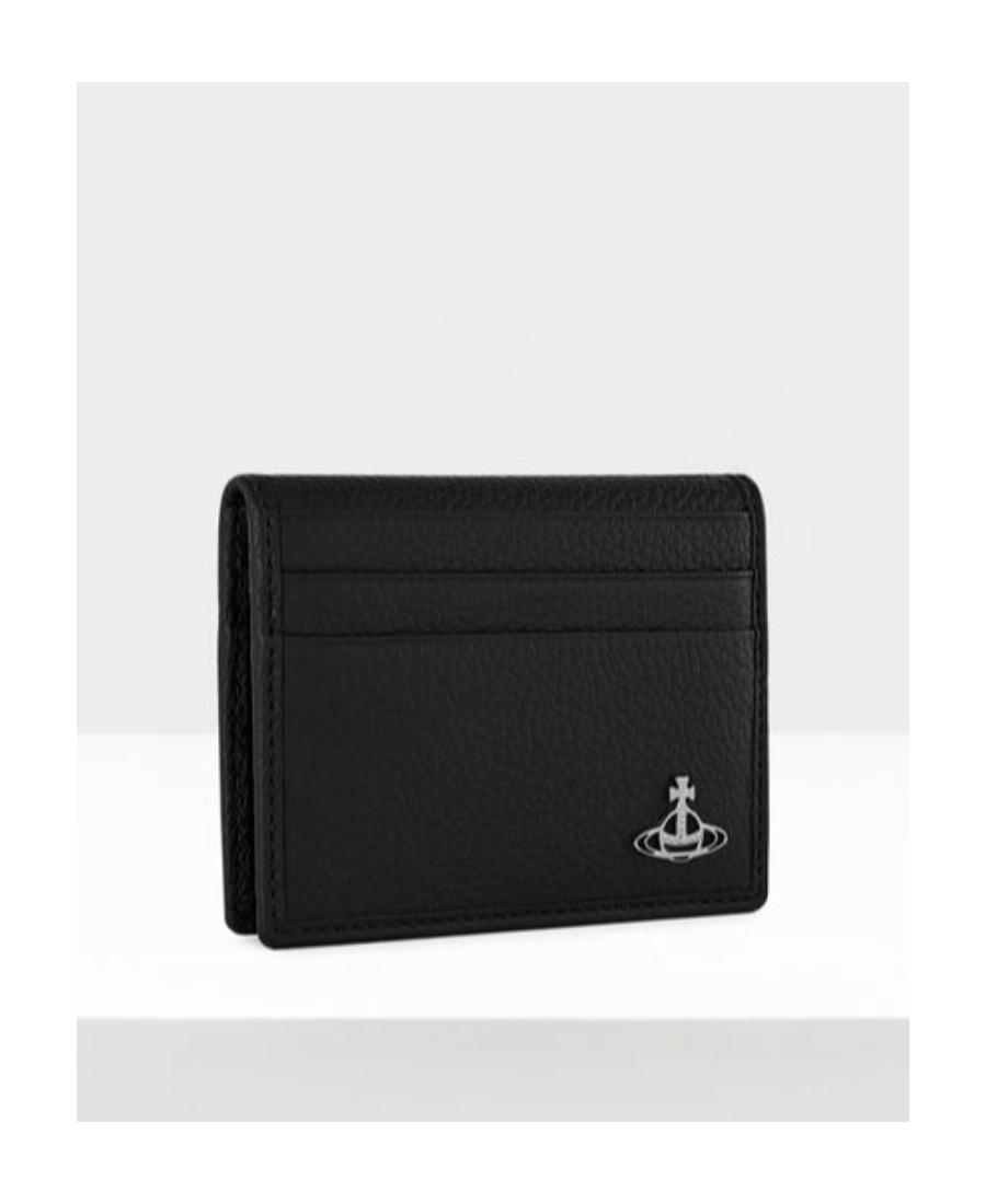 Vivienne Westwood Orb Plaque Grained Cardholder In Black