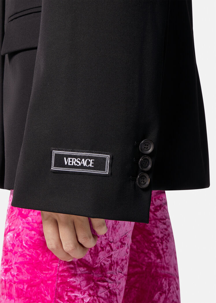 Versace Single-breasted Wool Blazer In Black