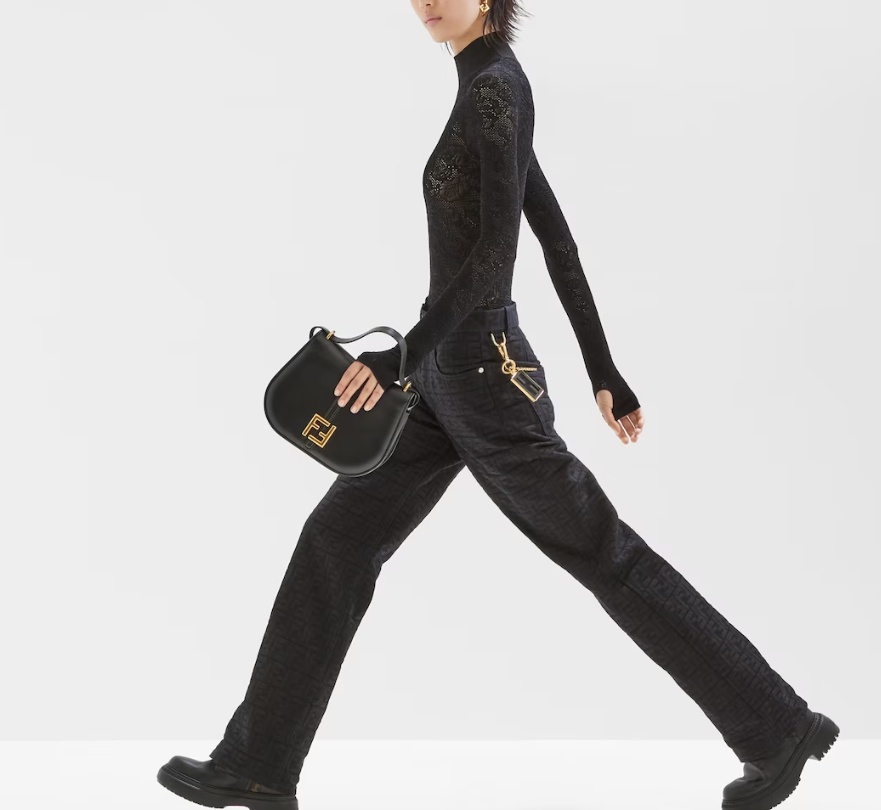 Fendi Black Smooth And Full-grain Leather Bag In Black