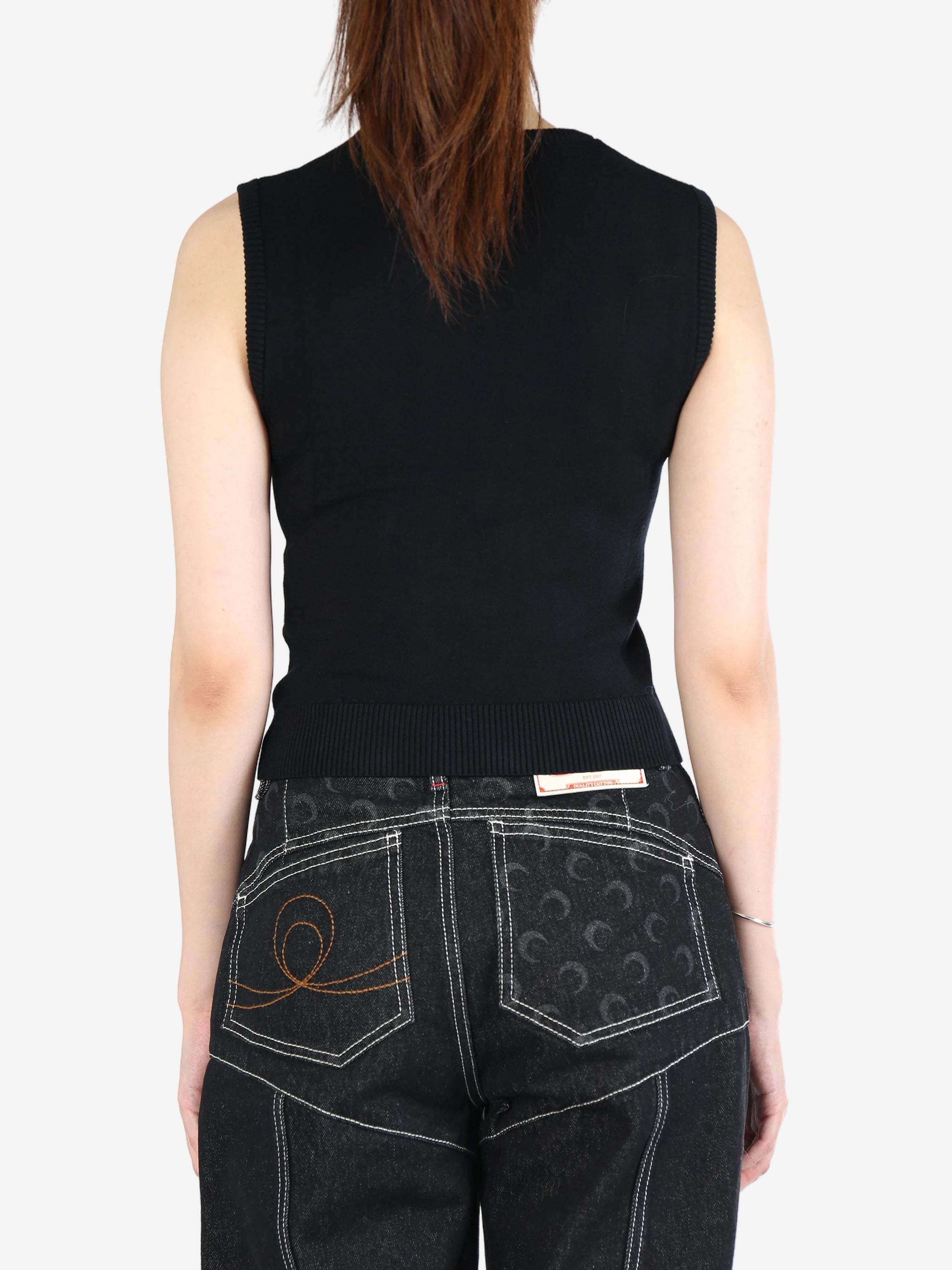 Marine Serre Black Moon Logo Vest In Black