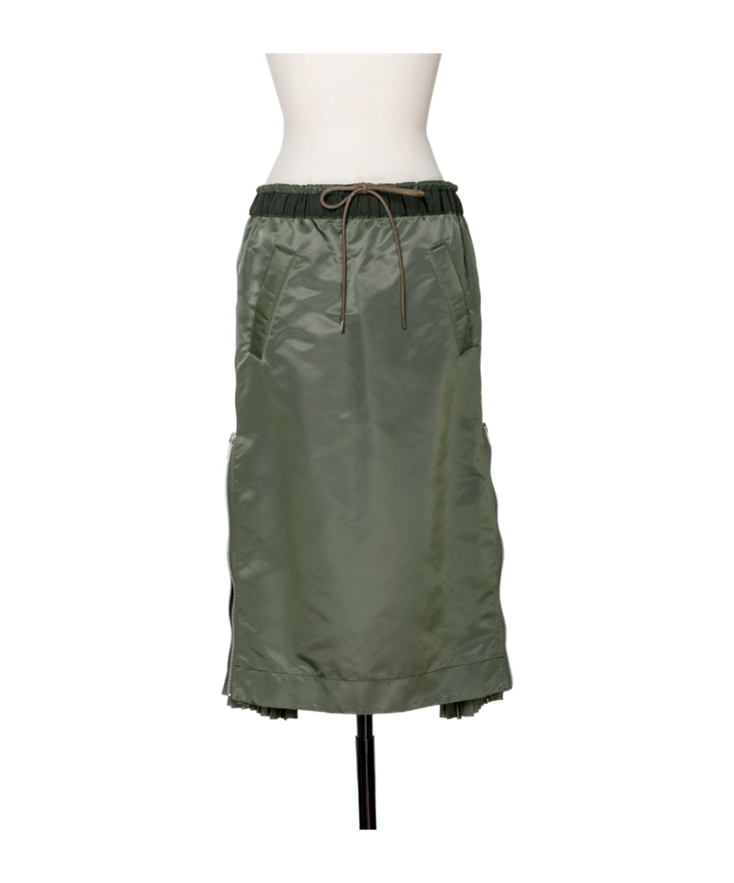 Sacai Elasticated Waist Drawstring Skirt In Green