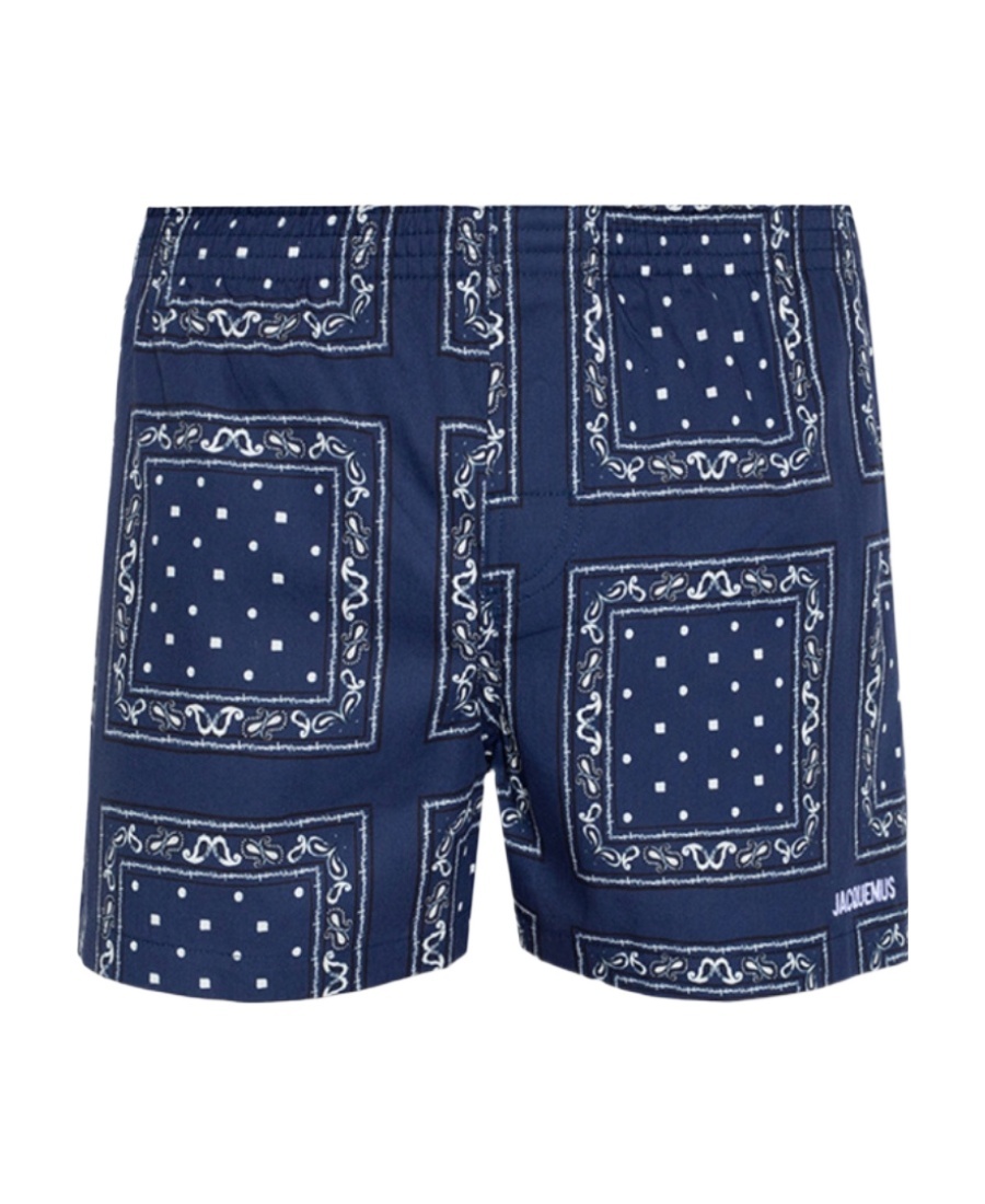Jacquemus Logo-embroidered Bandana-print Boxers In Blue