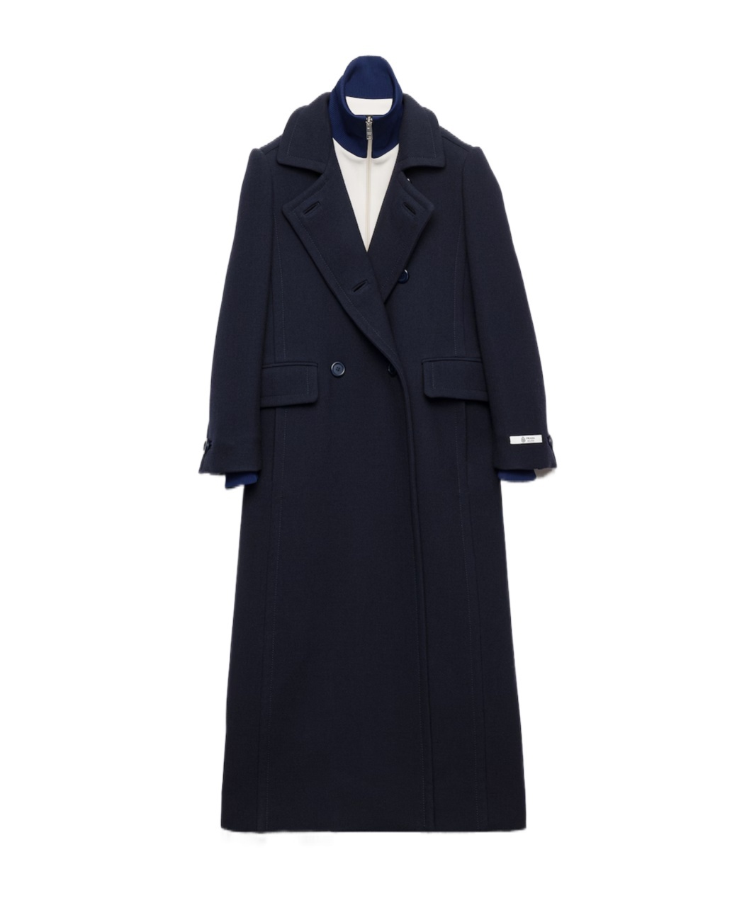 Prada Single-breasted Natté Fabric Coat In Blue