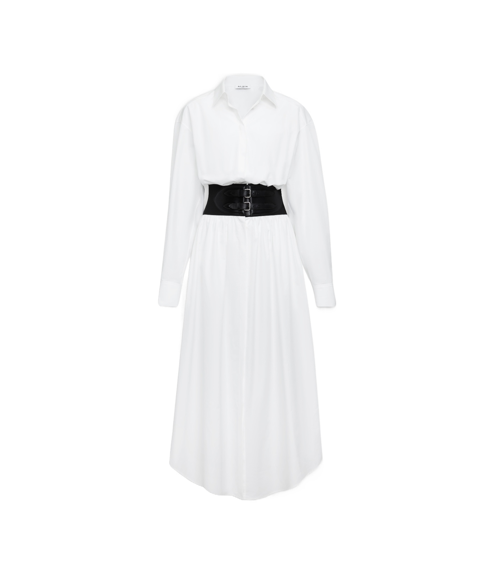 ALAÏA BELTED COTTON SHIRTDRESS