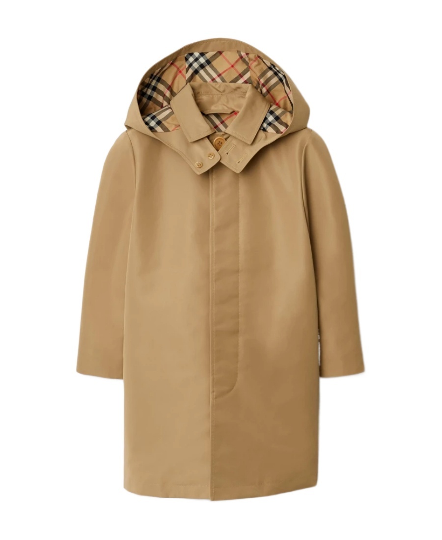 BURBERRY HOODED CHECK-LINED TRENCH COAT