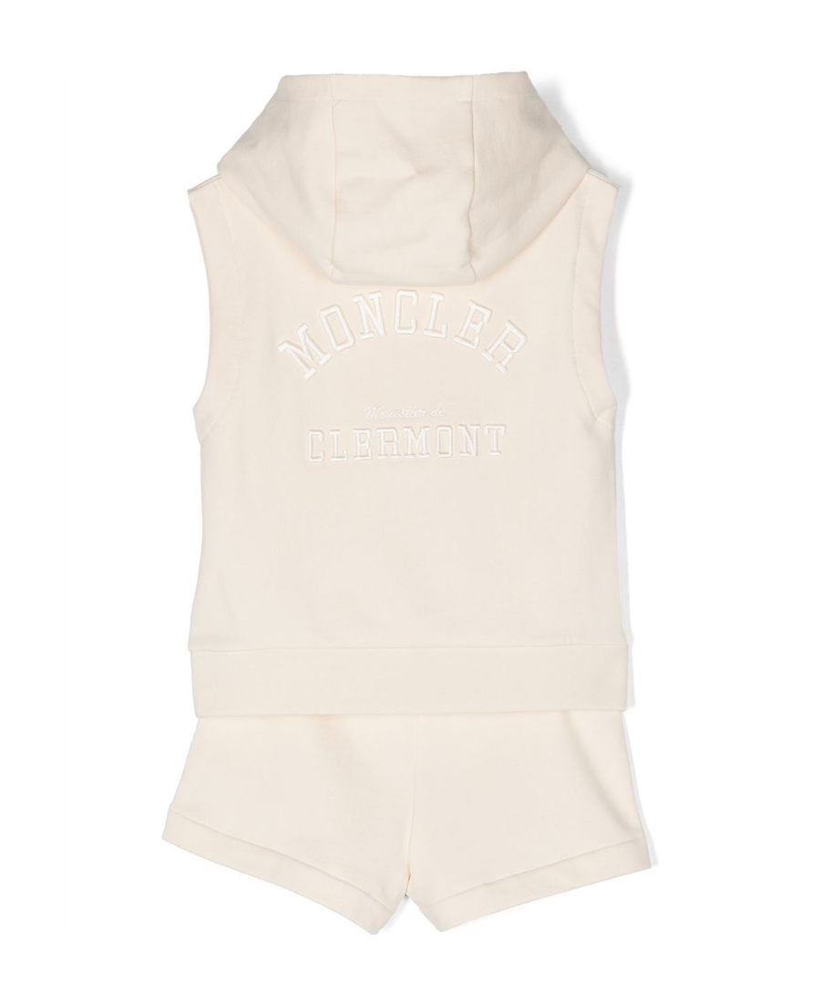 Moncler Embroidered Logo Track Set In Nude